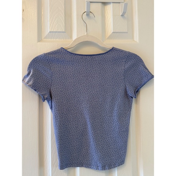 Brandy Melville Blue Floral Twist Front Top Made in Italy - Picture 4 of 6